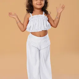 The Mini Trunk Girls Shoulder Straps Top With Palazzo-image-86