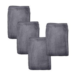 HOUSSE 4 Pcs Grey Microfibre 350 GSM Hand Towels-12