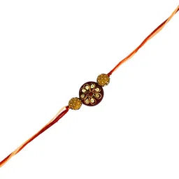 Anouk Set Of 3 Floral Rakhi With Roli Kumkum & Funny Card image 3