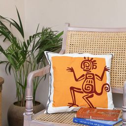 Myntra Elegant Homes Aztec Echoes White & Orange Abstract Printed Square Cushion Cover-image-41
