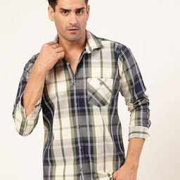 JADEBERRY Men Classic Slim Fit Tartan Checks Opaque Checked Casual Shirt-image-32