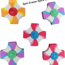 Non Toxic Dust Free Spin Erasers Spinner Erasers Multicolour (Pack of 5) Non-Toxic Eraser-image-49