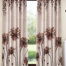 Home Sizzler Brown Set of 2 Floral Window Curtain-28