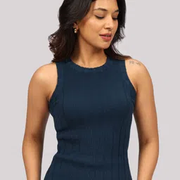 Blissclub Women Solid Round Neck Tank Top-image-85