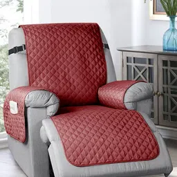 Cortina Maroon Solid Polyester 1 Piece Sofa Cover With Arms-image-24
