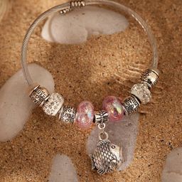 Priyaasi Women Stone Studded & Beaded Fish Flora-Fauna Cuff Bracelet-16