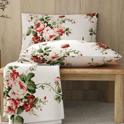 Layers Zen White Floral 220 TC Double King Bedsheet with 2 Pillow Covers-2.74mx2.29m-image-67