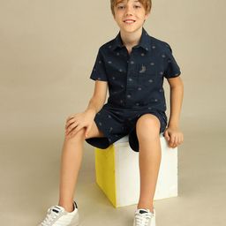 U.S. Polo Assn. Kids Boys Spread Collar Typography Printed Cotton Casual Shirt-image-98