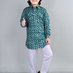 ahhaaaa Boys Floral Printed Regular Thread Work Kurta with Pyjamas-15