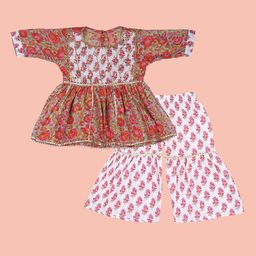 Arshia Fashions Girls Floral Printed Empire Gotta Patti Kurti with Sharara-picture-11