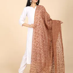 Ushvii Ushvii Floral Embroidered Chikankari Cotton Dupatta-picture-25