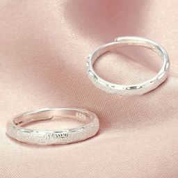 SALTY Unisex Set of 2 Soul Circle Shimmer Couple Rings For Valentines Day Anniversary Gift-50