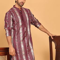 Jompers Thread Work Mandarin Collar Straight Kurta-image-2