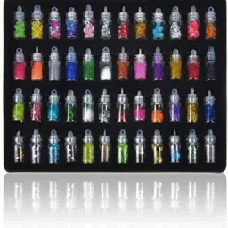 48 Pcs 3D Nail Art Kit. Glitter Sequins Rhinestones (Multicolour)-11