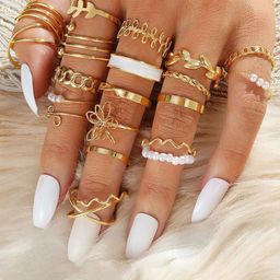 Jewels Galaxy Set Of 22 Gold-Plated Stone Studded Finger Ring-3