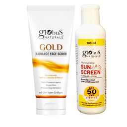 Globus naturals Summer Sizzle Sunscreen Lotion SPF 50++ & Gold Face Scrub-100g Each-19