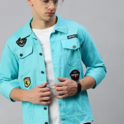 Men Applique Denim Jacket-image-67
