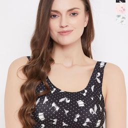 SECRETS BY ZEROKAATA Pack of 3 Printed Lightly Padded Sports Bra for Women-50