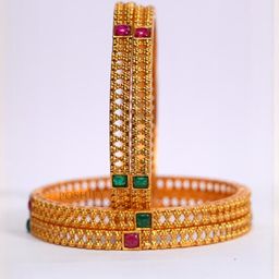 Luxury Gold Plated Pure Brass Bangles 2422-2023 Stylish Traditional Bangle-image-62