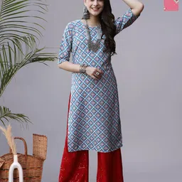 HERE&NOW Selection Of 2 Geometric Printed Round Neck Straight Kurtas-96
