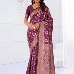SAADHVI Woven Design Zari Kanjeevaram Saree With Unstitched Blouse Piece-picture-34