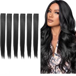 6 clip Real look hair extension for women (22 inch) black Hair Extension-image-6