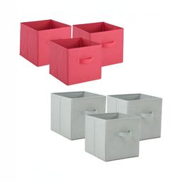 Aura Pink Set of 6 Regular Square Foldable & Multipurpose Wardrobe Storage Box Organizer-43