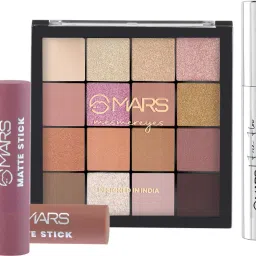 16 Shade Eyeshadow+4 Shade Matte Lipstick+Smudge Proof Mascara and Eyeliner-07-0