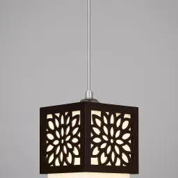 areezo Wooden Square Flower Design hanging lamp (Set of 4),bulb not included Pendants Ceiling Lamp image 3