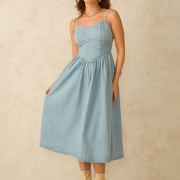 Virgio Women Cotton Sweetheart Neck Midi Solid Sleeveless Dress-image-15