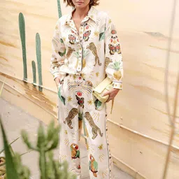 Routes by All About You Printed Shirt Collar Shirt With Palazzos Co-Ords-image-53
