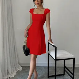 SZN Women Fit & Flare Square Neck Dress-picture-11