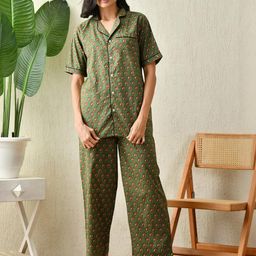 Saanvi Collection Floral Printed Pure Cotton Night Suit-image-15