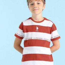 U.S. Polo Assn. Kids Boys Striped Round Neck Cotton Regular Fit T-shirt-picture-7