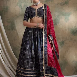 SHRINGARINI Printed Block Print Ready to Wear Lehenga & Unstitched Blouse With Dupatta image 1