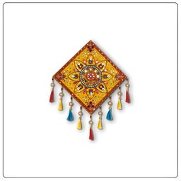 AURESSA Yellow & Red Textured Wall Hangings-42