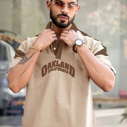 Maniac Men Solid Polo Collar Cotton Oversized T-Shirt-image-43