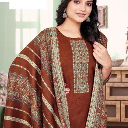 DRAVINAM Trends Ethnic Motifs Printed Pashmina Unstitched Dress Material-image-97