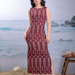 PURVAJA Women Printed Slits Bodycon Dress-image-70