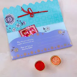 Archies Set Of 3 Thread Rakhis With Mailer & Roli Chawal image 3