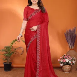 Moda Rapido Embellished Mukaish Poly Chiffon Saree-28