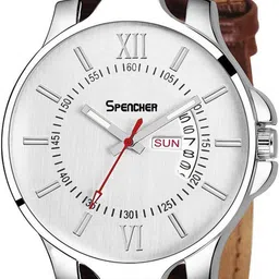 SPENCHER Men & Leather Straps Analogue Multi Function Watch SMW D&D White Dial Brown Strap image 2