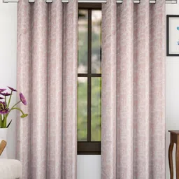 Florida Pink & White 2 Pieces Black Out Long Door Curtain-image-40