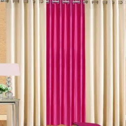 213 cm (7 ft) Polyester Semi Transparent Door Curtain (Pack Of 3) (Plain, Multicolor)-image-62