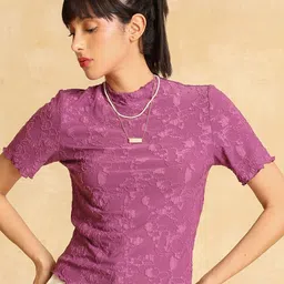 Kazo Adeline Self Design High Neck Top-image-46
