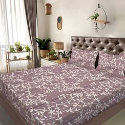 Myntra Elegant Homes Rust & White Floral 300 TC Super King Bedsheet Set- 2.7 m X 2.7 m-image-14
