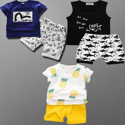 Lofn Unisex Kids Printed T-shirt with Shorts-44