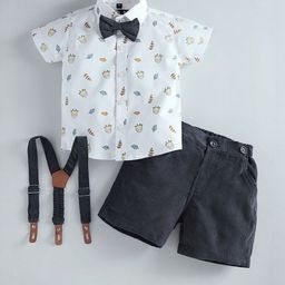 Hopscotch Boys White Pure Cotton Printed Clothing Set-picture-17