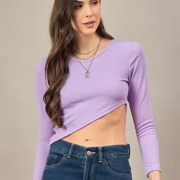 R.Code by The Roadster Life Co. Women Ribbed Fitted Crop Top-image-80