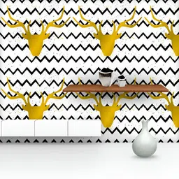 ArtzFolio Printed UV-Resistant Anti-Bacterial Goden Deer Head Chevron Peel & Stick Wallpaper-image-97